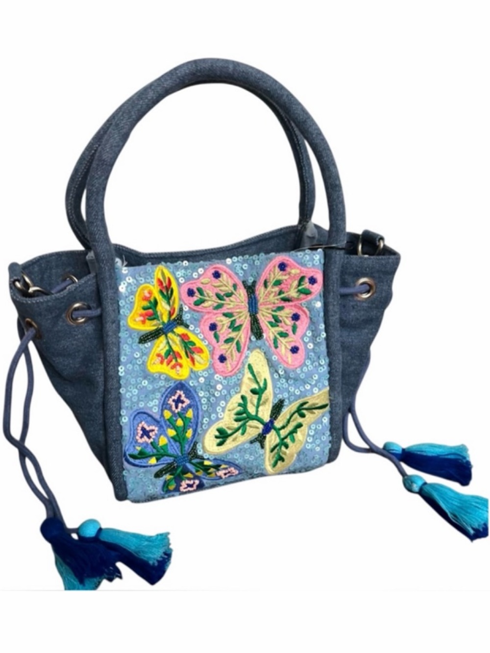 America and Beyond Azure BUTTERFLY BALLET handheld bag colorful